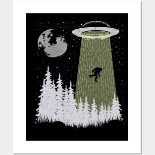 Bigfoot Ufo Abduction Posters and Art